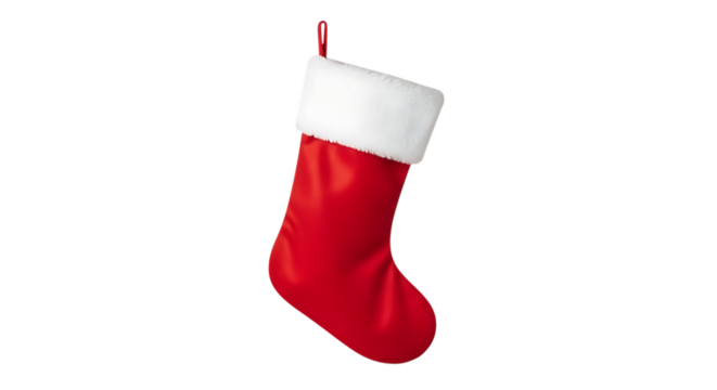 Festive Red Christmas Stocking with White Fur Trim - Powered by Adobe