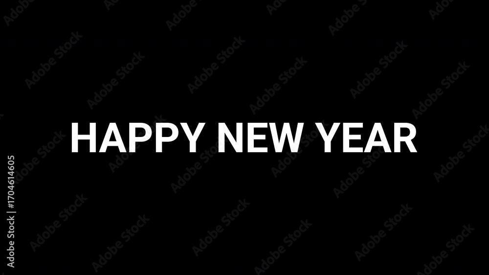 Poster abstract geometric animation revealing happy new year message in black and white. 4k text animation 