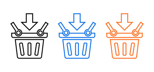 add to basket icon set isolated on white bcakground