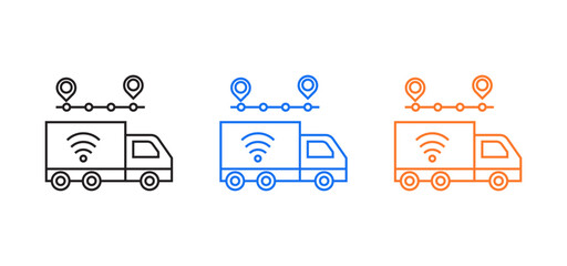 car delivery tracking icon set isolated on white background