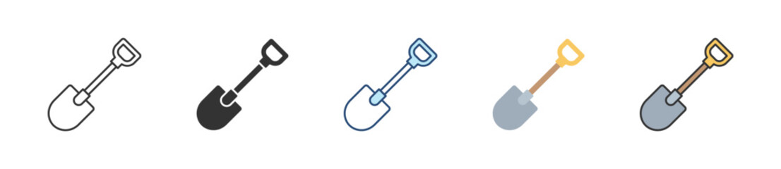 Shovel Icon Set Multiple Style Collection