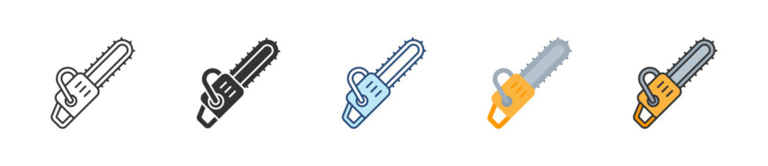 Chainsaw Icon Set Multiple Style Collection