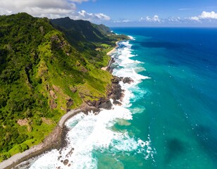 Coastal landscape with a winding road