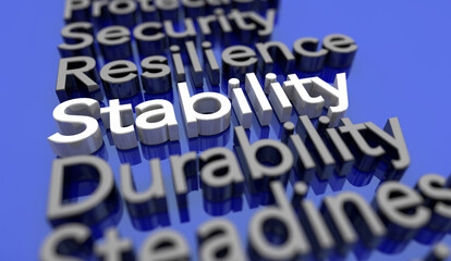 Stability Security Safety Words Text Risk Protection 3d Illustration