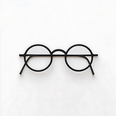 Fototapeta premium A pair of black round-framed eyeglasses on a white background