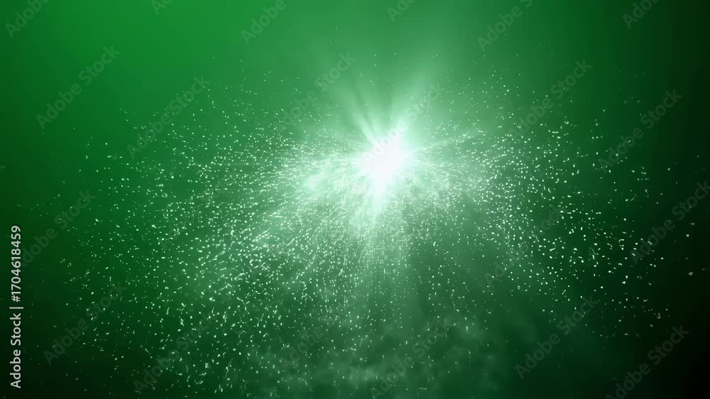Aufkleber intense light burst with sparkling bokeh highlights explodes then dissipates on green screen enhanci