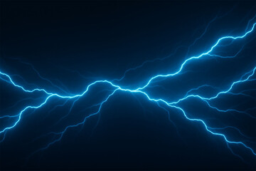 Fototapeta premium Dynamic blue lightning strikes energize a dark night sky