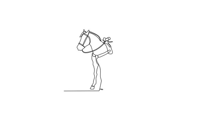 Animated self drawing of Equestrian activity video design illustration. Equestrian themes illustration in linear style video concept. Great design for social campaign and animal business purpose.