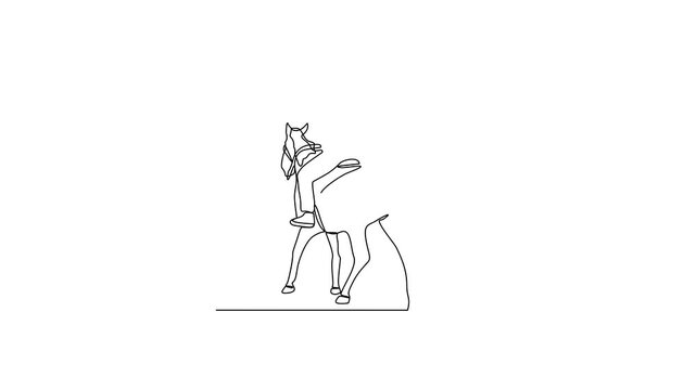 Animated self drawing of Equestrian activity video design illustration. Equestrian themes illustration in linear style video concept. Great design for social campaign and animal business purpose.