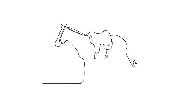 Animated self drawing of Equestrian activity video design illustration. Equestrian themes illustration in linear style video concept. Great design for social campaign and animal business purpose.