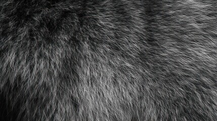 Close-up texture of dense gray and black animal fur showing natural softness and fine hair details