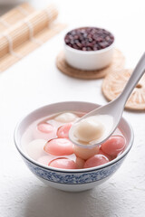 Tangyuan (Chinese sweet dumpling), Glutinous rice ball in syrup, Dessert celebrated in mid autumn lantern festival or new year