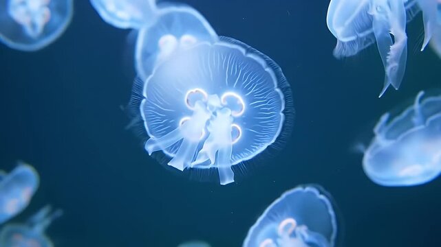 Mesmerizing underwater ballet: A graceful showcase of jellyfish in serene motion
