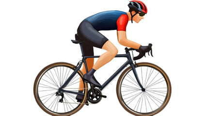 Obraz premium Athlete in sportswear riding a bicycle isolated on transparent background, showcasing fitness and speed on the road