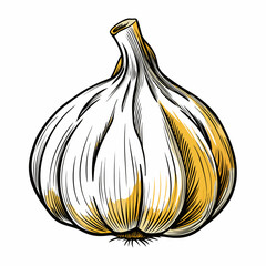 vector garlic bulb illustration, isolated on white background