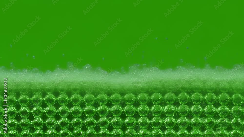 Poster fastmotion bubblewrap sheet popping wave moving right to left displayed on green screen for fun pack