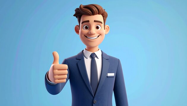 Smiling Businessman Giving Thumbs Up.