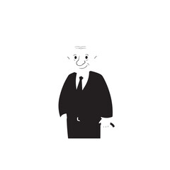 Old man with formal suit black and white vector illustration for classic portrait artwork design