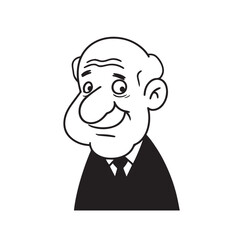 Old man with formal suit black and white vector illustration for classic portrait artwork design