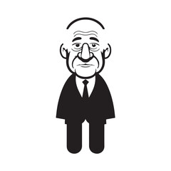 Old man with formal suit black and white vector illustration for classic portrait artwork design