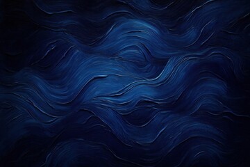 Obraz premium Abstract wavy textured painting in deep blue tones creating a flowing and calming visual effect