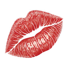 Red Lipstick Kiss Mark: A Close-Up Graphic on transparent background