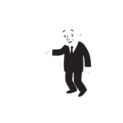 Old man with formal suit black and white vector illustration for classic portrait artwork design