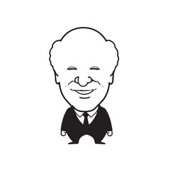 Old man with formal suit black and white vector illustration for classic portrait artwork design