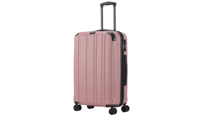 Rose Gold Hardshell Rolling Suitcase with Telescopic Handle and Wheels luggage travel Cutout PNG isolated on a transparent background