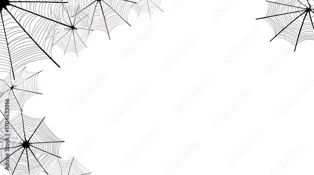 Poster intricate abstract spiderweb pattern with glowing dew drops on black background creates a mesmerizin