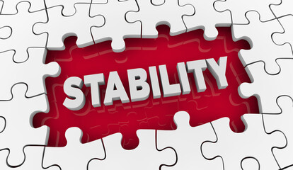 Stability Word Puzzle Pieces Safety Security Risk Protection 3d Illustration