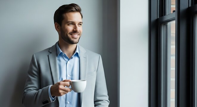Businessman Enjoying Coffee Break.
