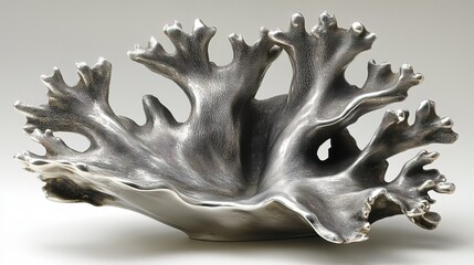 Obraz premium Silver - toned Coral - inspired Decorative Bowl with Intricate Textures