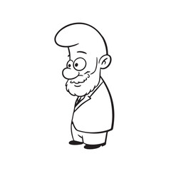Old man with formal suit black and white vector illustration for classic portrait artwork design