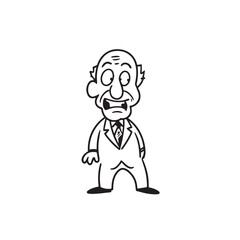 Old man with formal suit black and white vector illustration for classic portrait artwork design