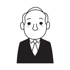 Old man with formal suit black and white vector illustration for classic portrait artwork design