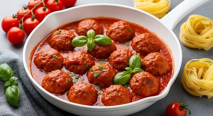 Delicious Italian Meatballs in Tomato Sauce.