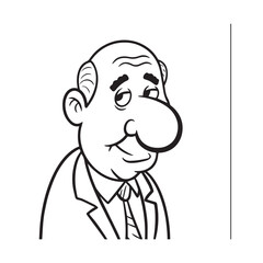 Old man with formal suit black and white vector illustration for classic portrait artwork design
