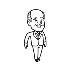 Old man with formal suit black and white vector illustration for classic portrait artwork design
