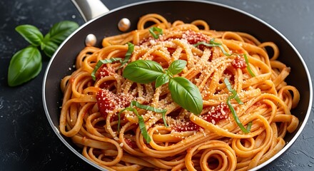Delicious Italian Pasta Dish in Pan.