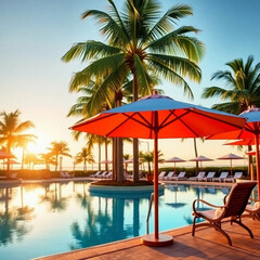 Fototapeta premium Piscina vacacional de lujo en el caribe