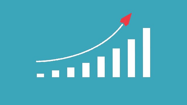 Red paper plane with Business growth concept in graph chart showing marketing sales profit increasing to future target. Business growth, success, leadership, start-up and financial concept. 