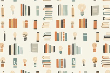 Books, lights, and pens pattern