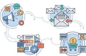 Marketing Cycle with Social Media, Email, Content, and Sales