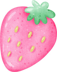 Cute Watercolor Strawberry Illustration 