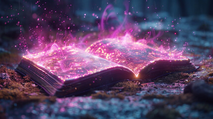 magic book with magic lights