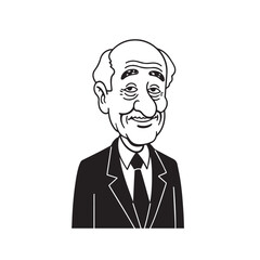 Old man with formal suit black and white vector illustration for classic portrait artwork design
