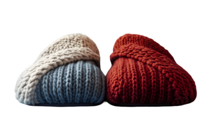 Cozy and warm knitted slippers isolated on transparent background, perfect for relaxing at home during the cold winter months