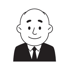 Old man with formal suit black and white vector illustration for classic portrait artwork design
