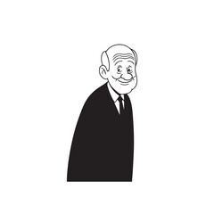 Old man with formal suit black and white vector illustration for classic portrait artwork design
